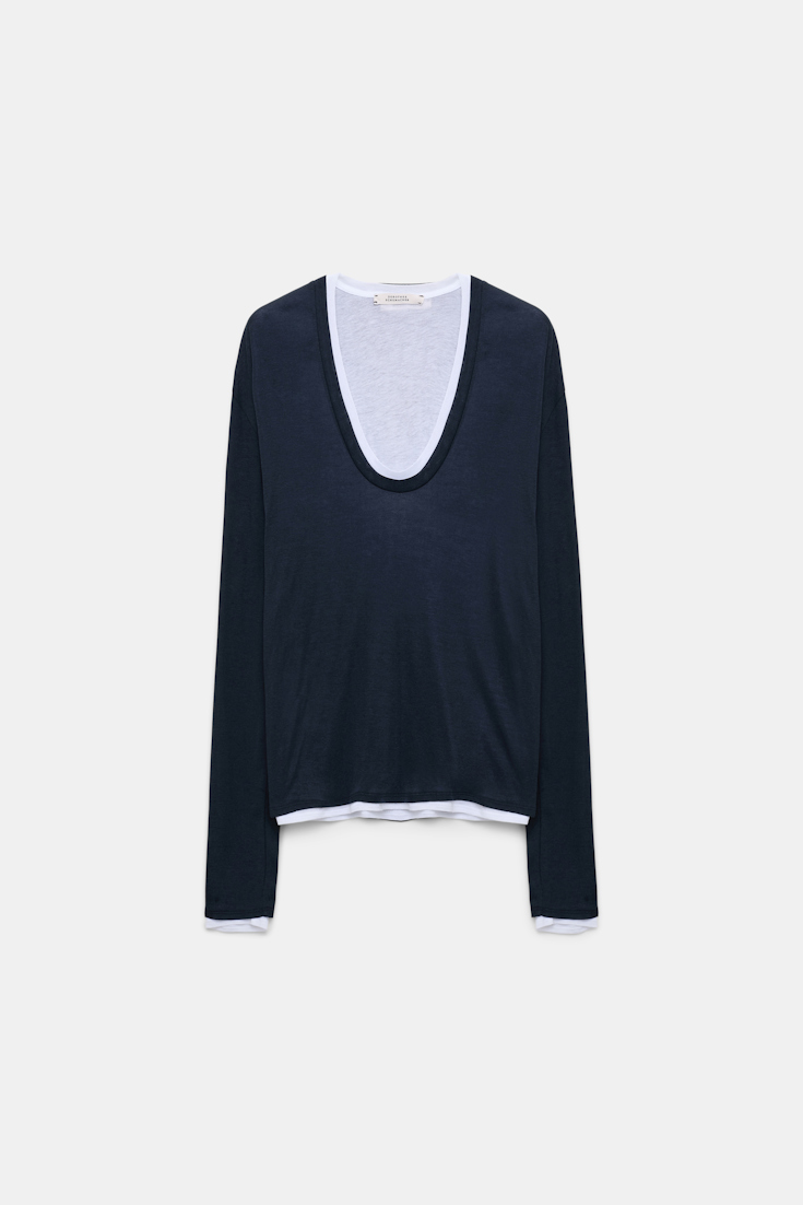 Dorothee Schumacher Double layer V-neck top dark navy