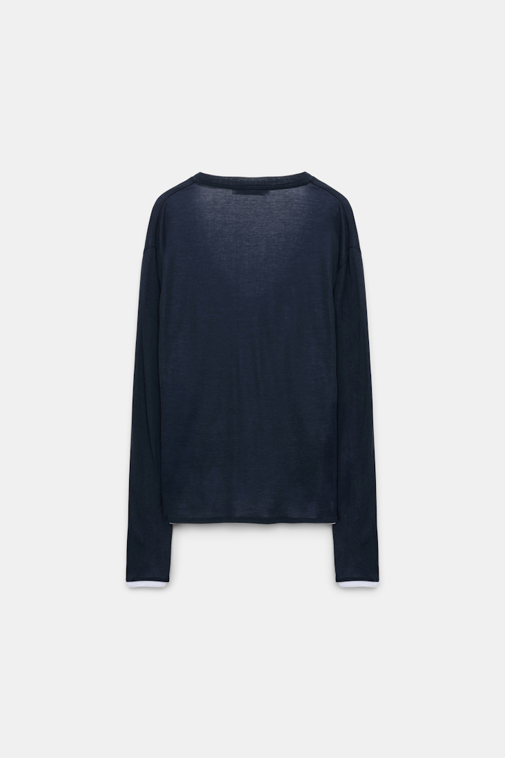 Dorothee Schumacher Double layer V-neck top dark navy