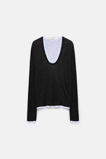 Dorothee Schumacher Double layer V-neck top pure black