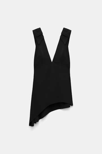 Dorothee Schumacher Top mit V-Ausschnitt und asymmetrischem Saum pure black