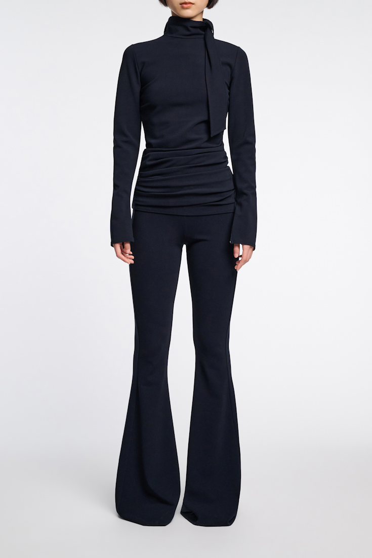 Dorothee Schumacher Schmale Hose mit ausgestelltem Bein dark navy