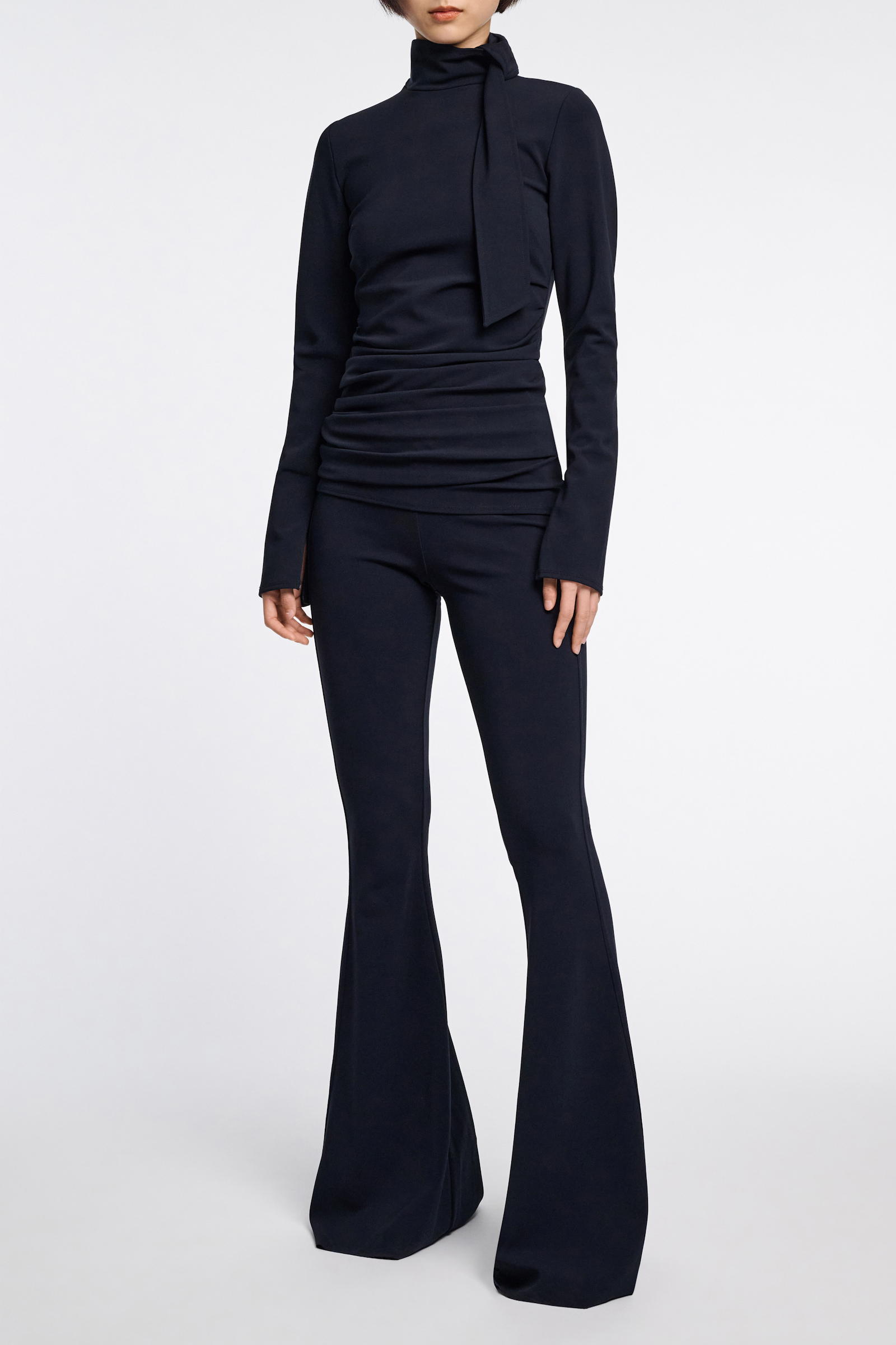 Dorothee Schumacher Schmale Hose mit ausgestelltem Bein dark navy