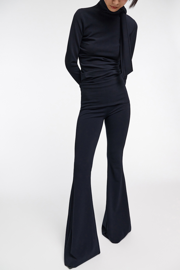 Dorothee Schumacher Schmale Hose mit ausgestelltem Bein dark navy