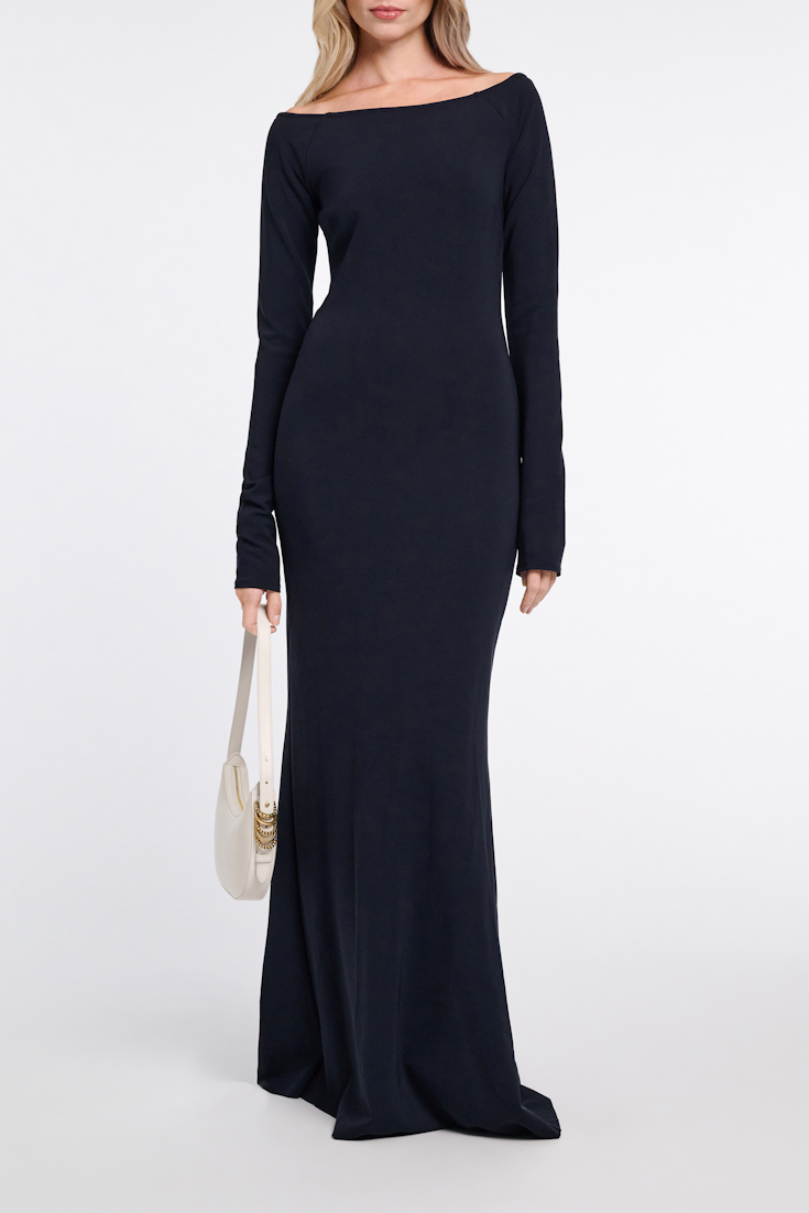 Dorothee Schumacher Evening dress with straight, wide neckline dark navy