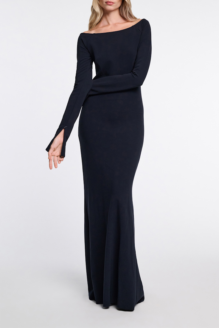 Dorothee Schumacher Evening dress with straight, wide neckline dark navy