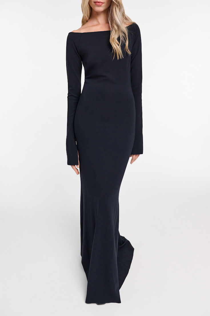 Dorothee Schumacher Evening dress with straight, wide neckline dark navy