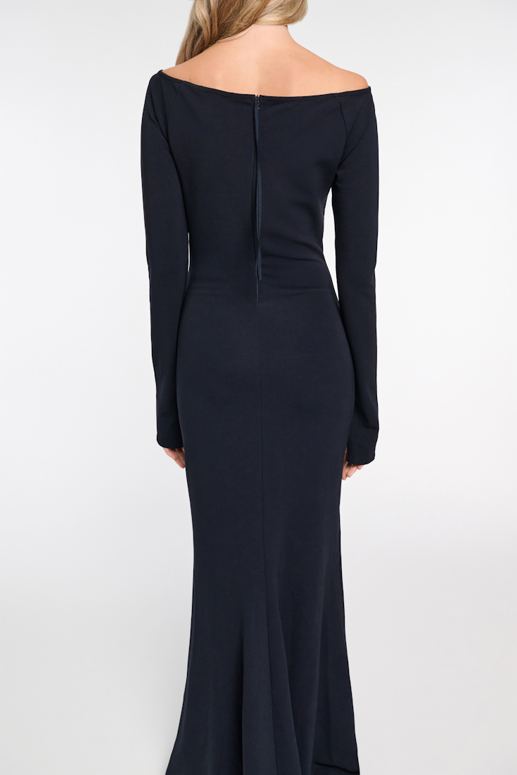 Dorothee Schumacher Evening dress with straight, wide neckline dark navy