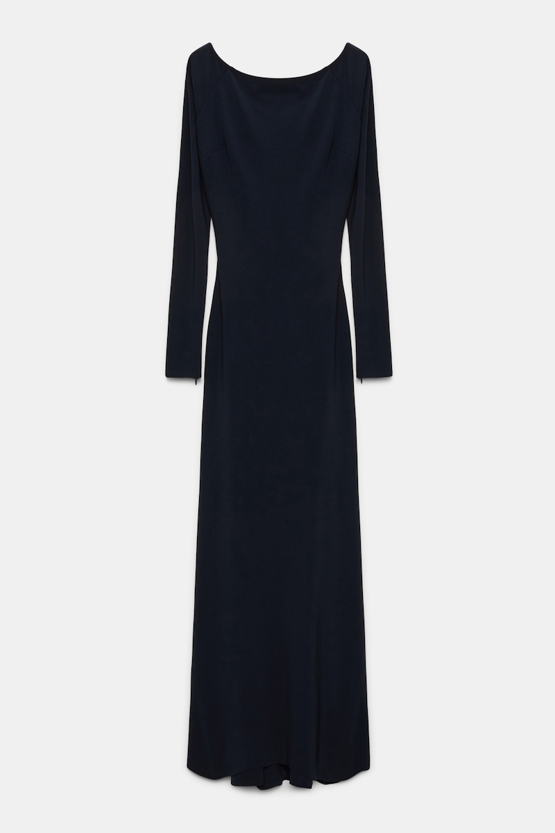 Dorothee Schumacher Evening Dress With Straight, Wide Neckline In Blue
