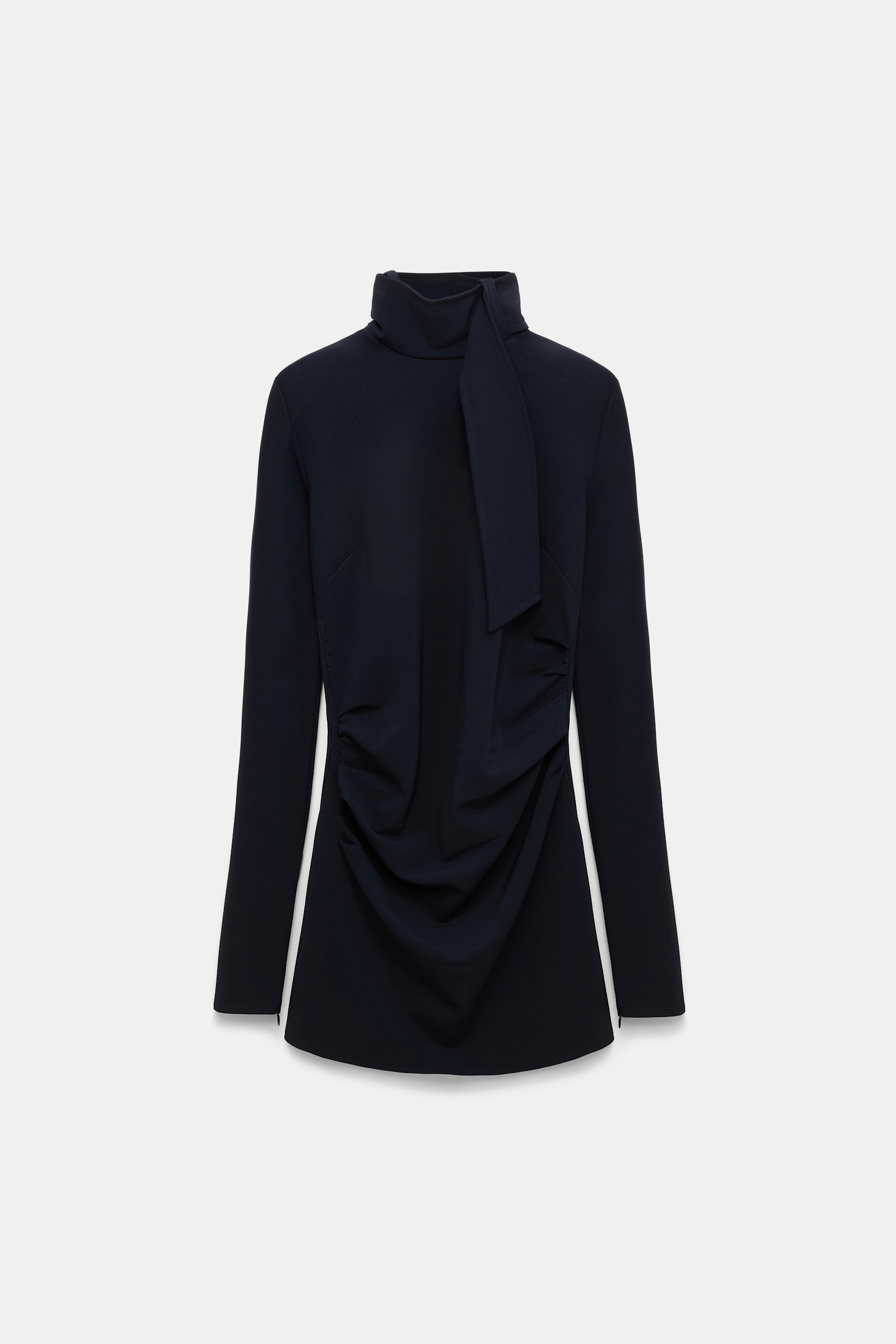 Dorothee Schumacher Turtleneck top with loop and scarf detail dark navy