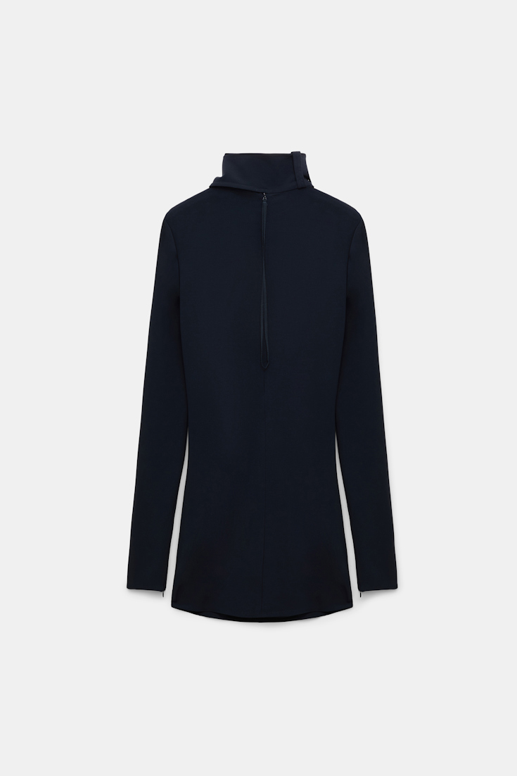 Dorothee Schumacher Turtleneck top with loop and scarf detail dark navy