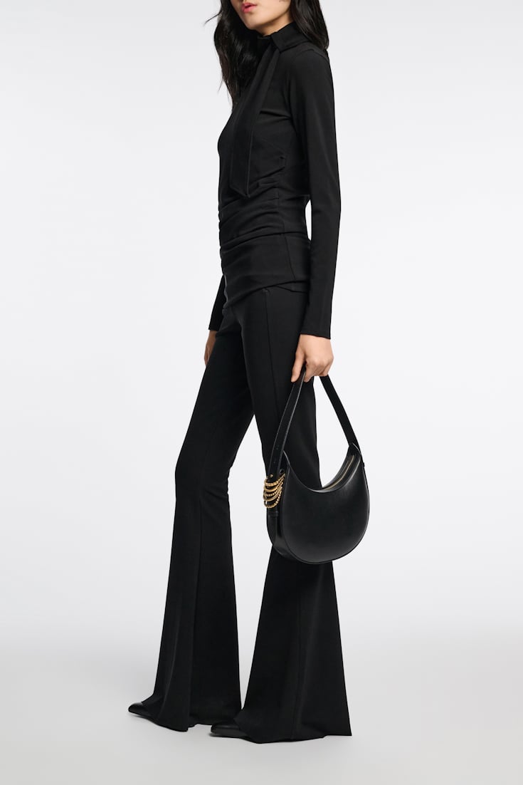 Dorothee Schumacher Turtleneck top with loop and scarf detail pure black