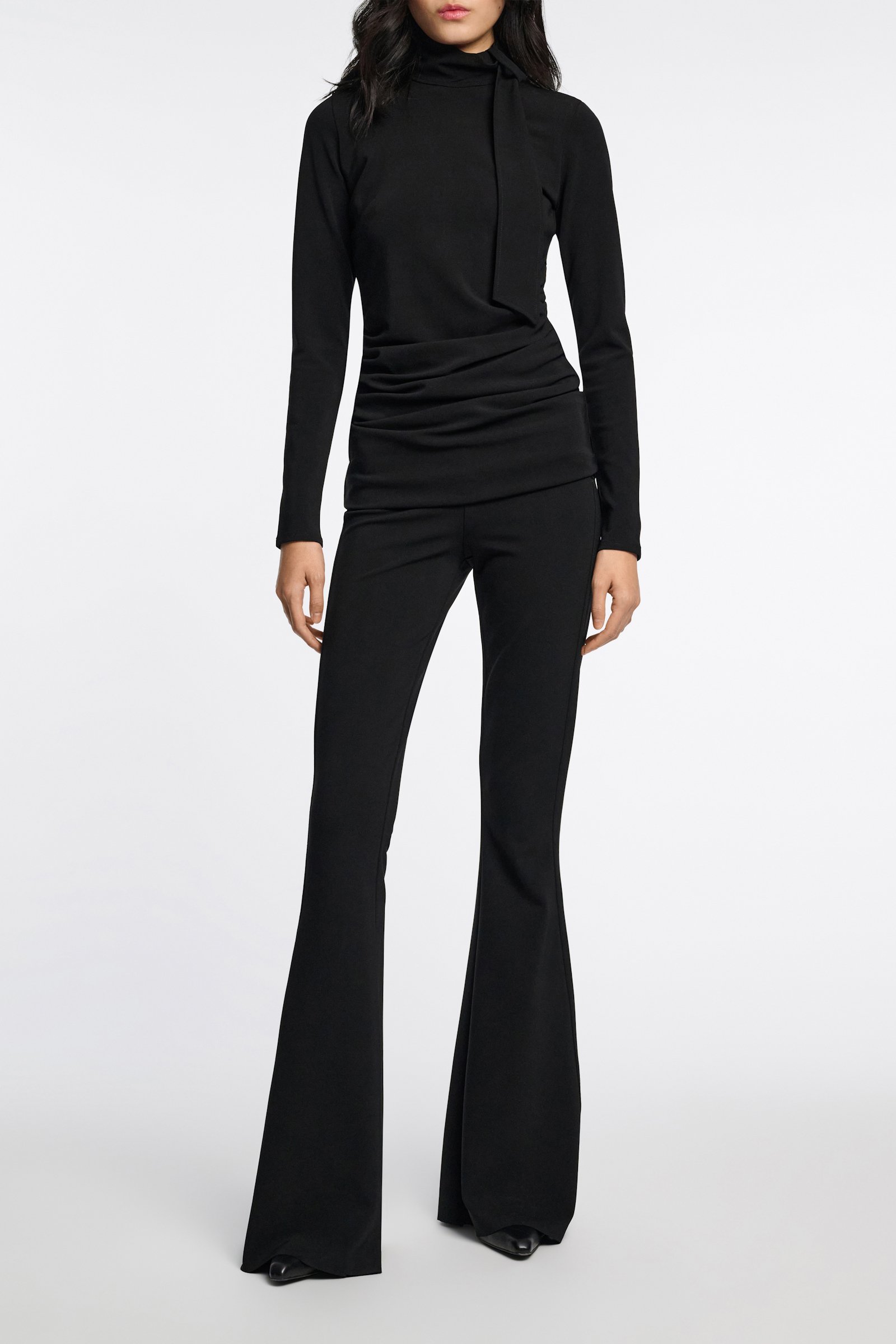 Dorothee Schumacher Turtleneck top with loop and scarf detail pure black