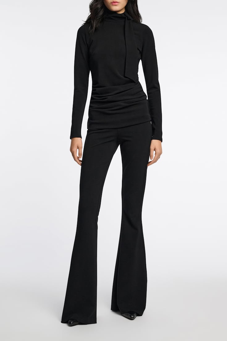Dorothee Schumacher Turtleneck top with loop and scarf detail pure black