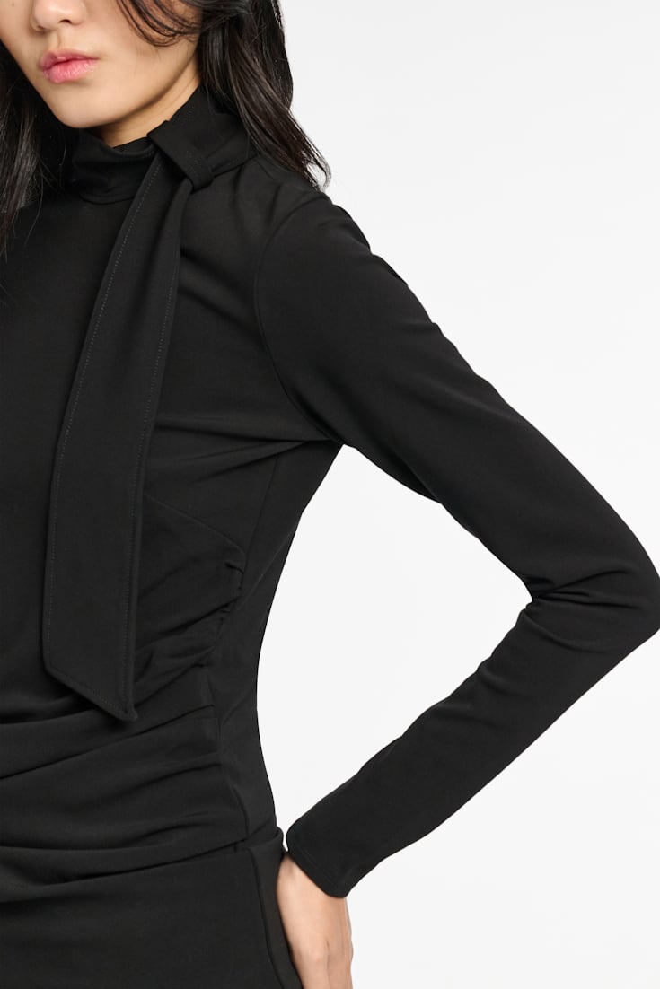 Dorothee Schumacher Turtleneck top with loop and scarf detail pure black
