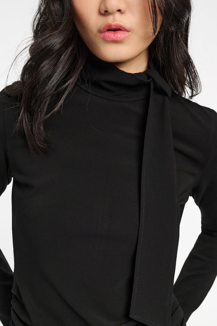 Dorothee Schumacher Turtleneck top with loop and scarf detail pure black