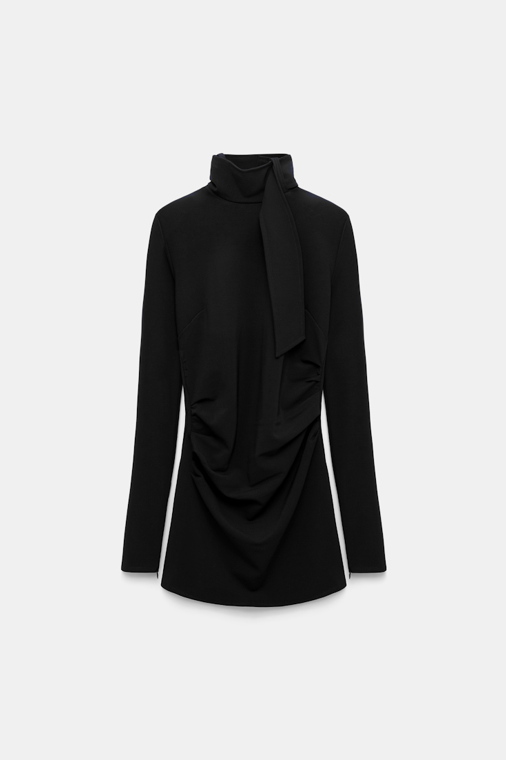 Dorothee Schumacher Turtleneck top with loop and scarf detail pure black