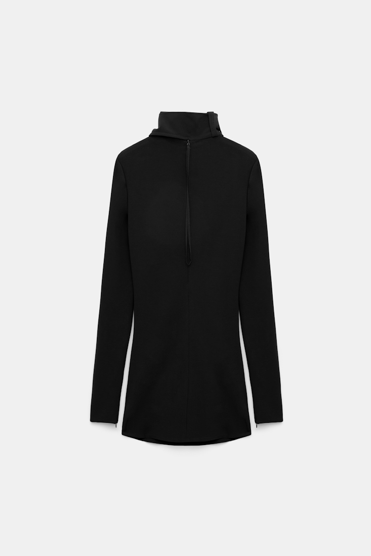Dorothee Schumacher Turtleneck top with loop and scarf detail pure black