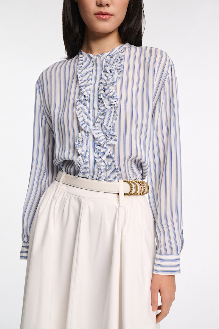 Dorothee Schumacher Blouson-Bluse mit Rüschen blue shadow stripe