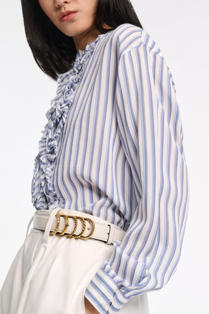 Dorothee Schumacher Blouson-Bluse mit Rüschen blue shadow stripe