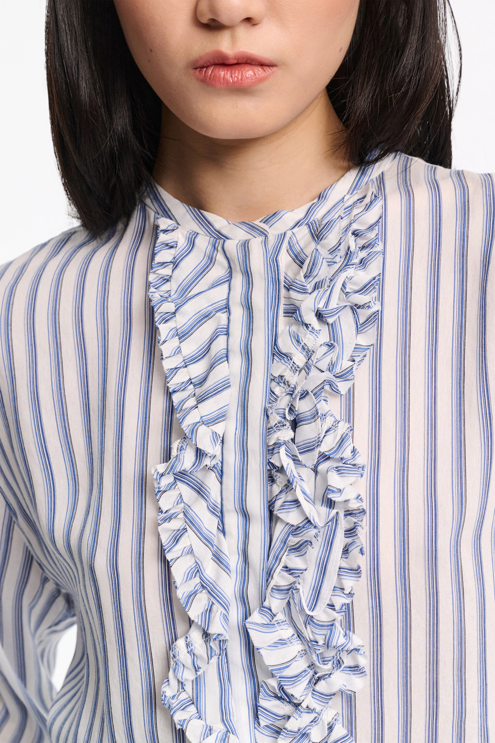 Dorothee Schumacher Blouson-Bluse mit Rüschen blue shadow stripe