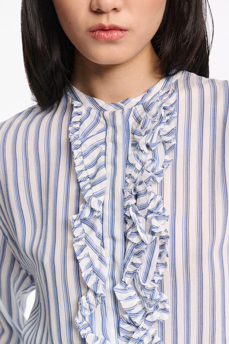 Dorothee Schumacher Blouson-Bluse mit Rüschen blue shadow stripe