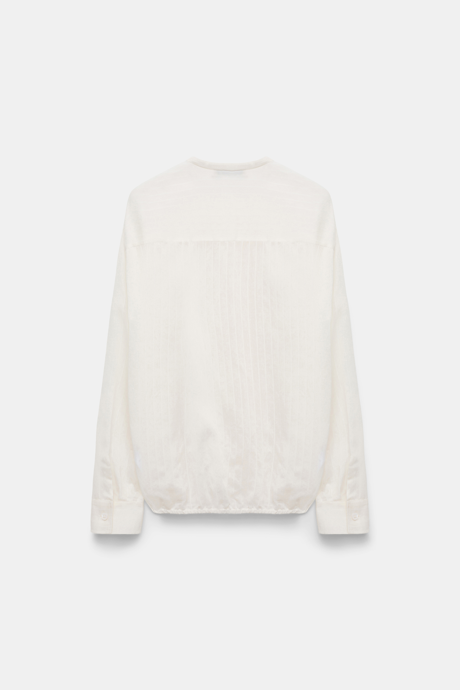 Dorothee Schumacher Striped silk-viscose blouson-style blouse with ruffles pure white