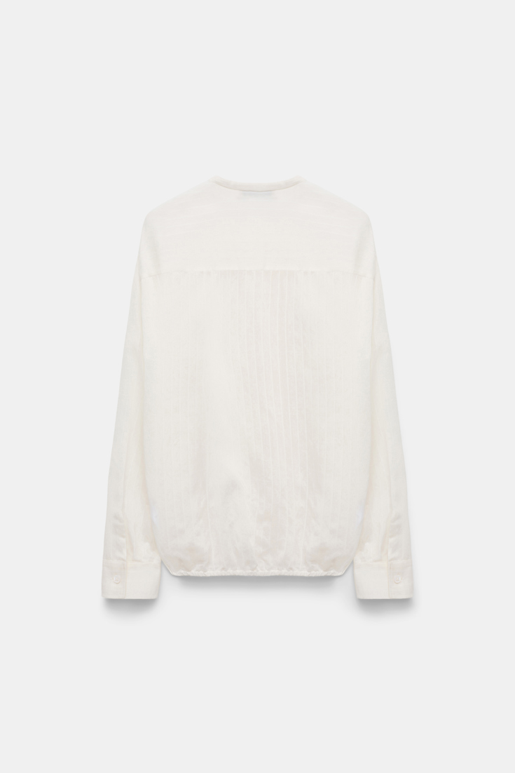 Dorothee Schumacher Striped silk-viscose blouson-style blouse with ruffles pure white