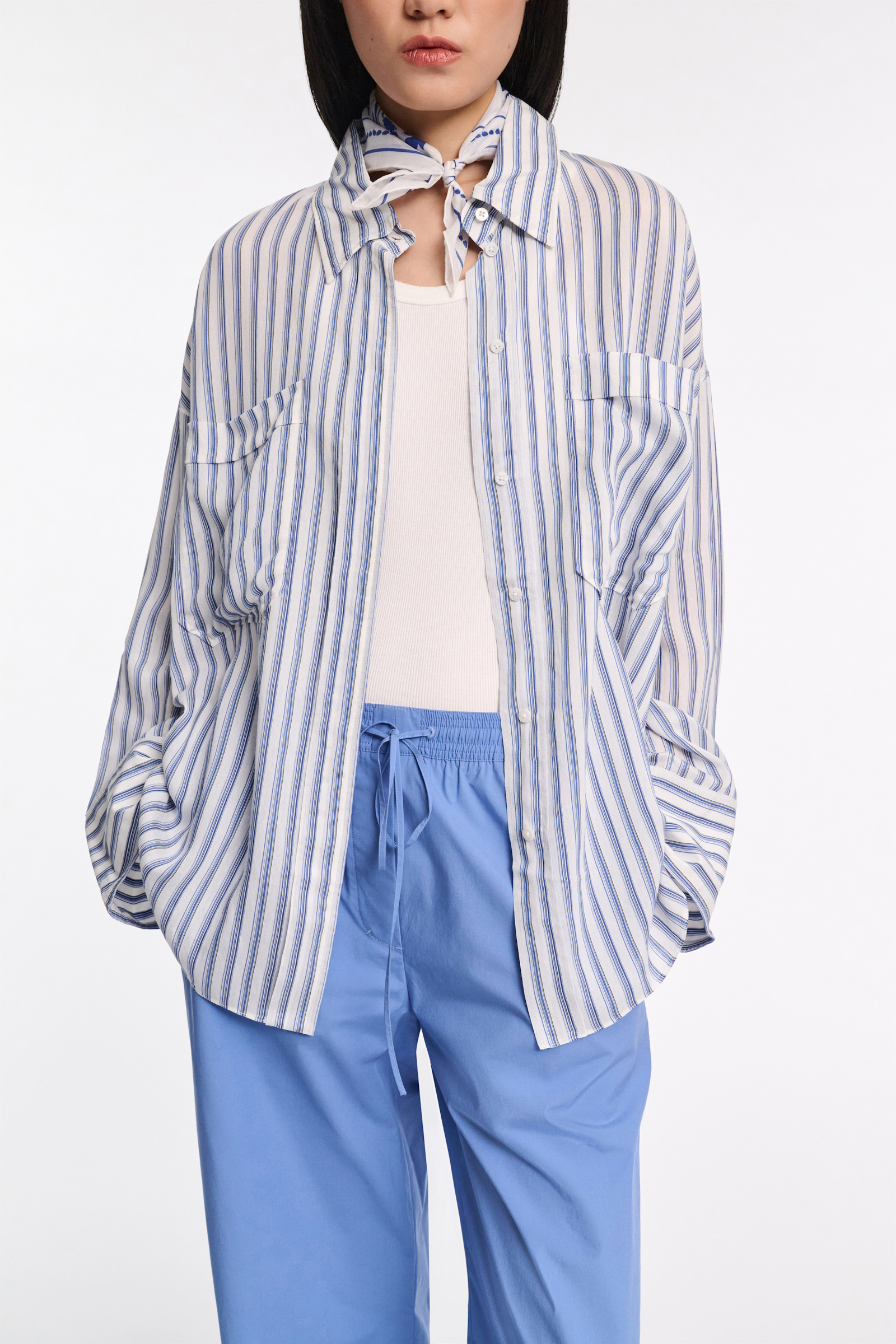 Dorothee Schumacher Oversized Hemd mit aufgesetzten Taschen blue shadow stripe