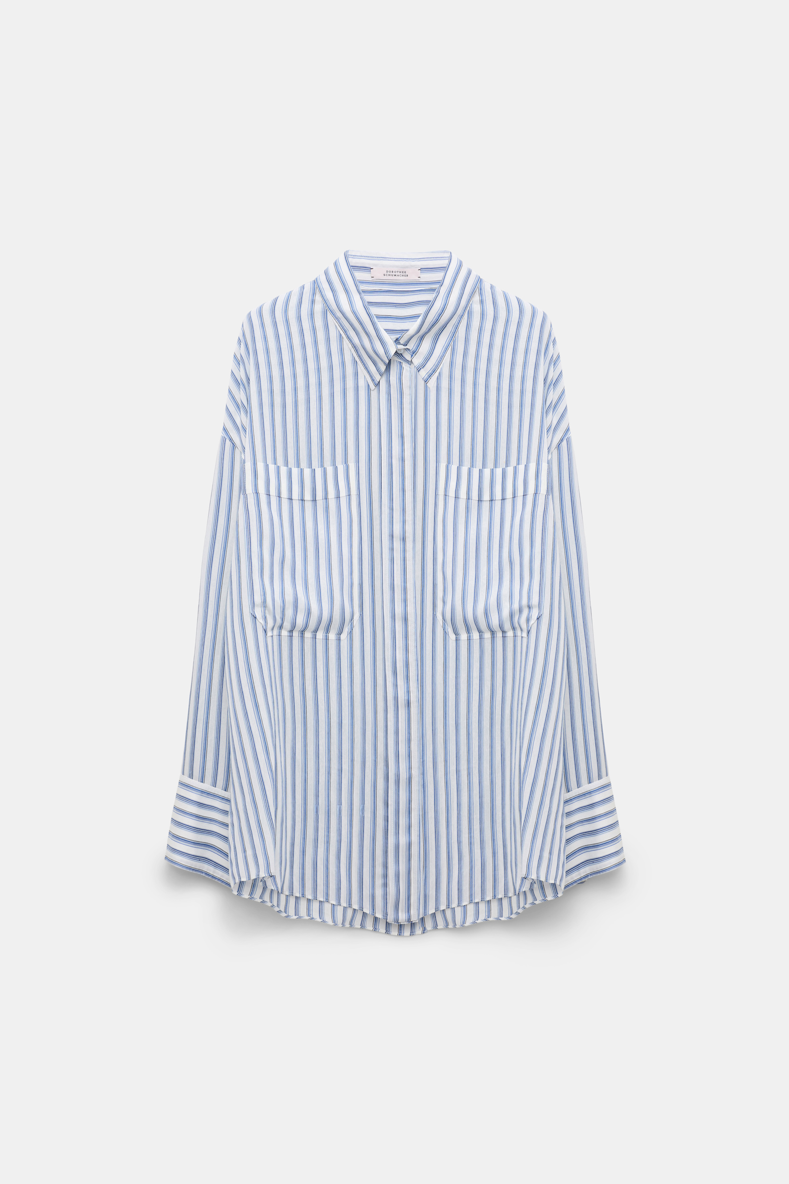Dorothee Schumacher Oversized Hemd mit aufgesetzten Taschen blue shadow stripe