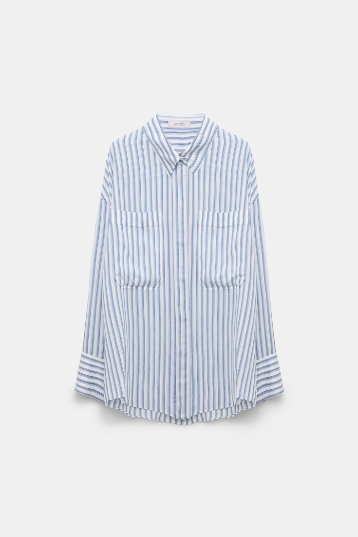 Dorothee Schumacher Oversized Hemd mit aufgesetzten Taschen blue shadow stripe
