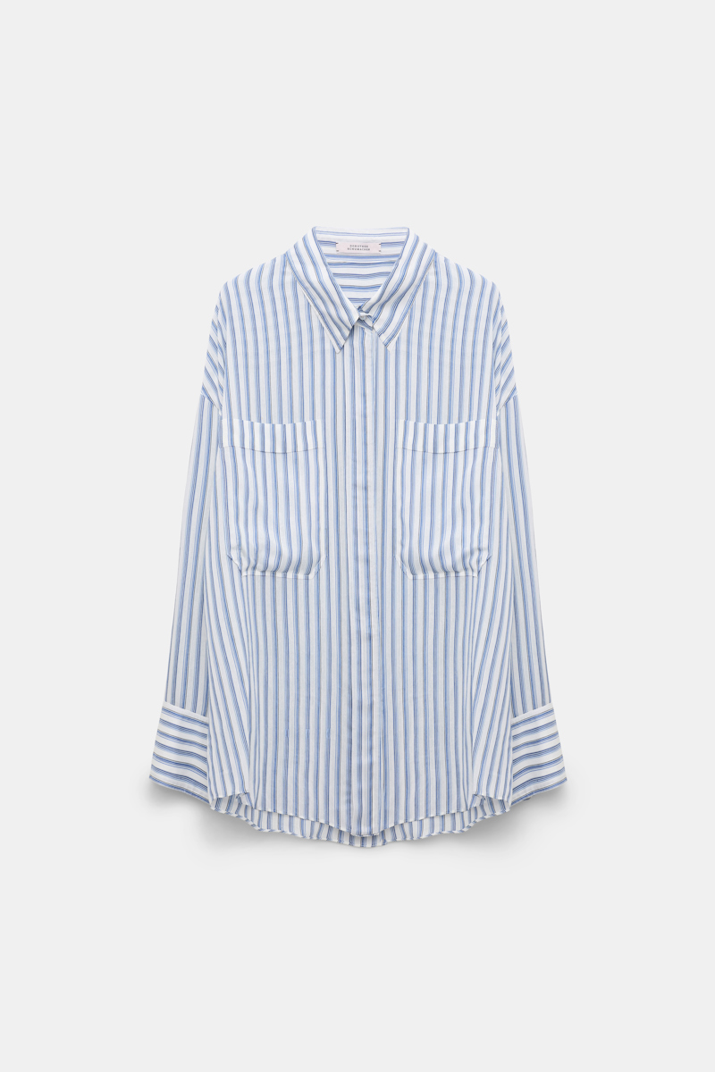 DOROTHEE SCHUMACHER OVERSIZED SHIRT IN STRIPED SILK-VISCOSE 