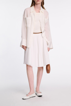 Dorothee Schumacher Oversized shirt in striped silk-viscose pure white
