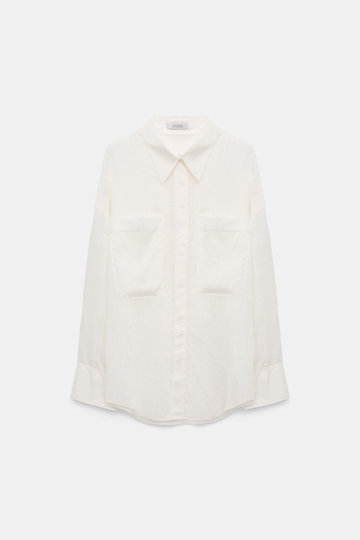 Dorothee Schumacher Oversized shirt in striped silk-viscose pure white