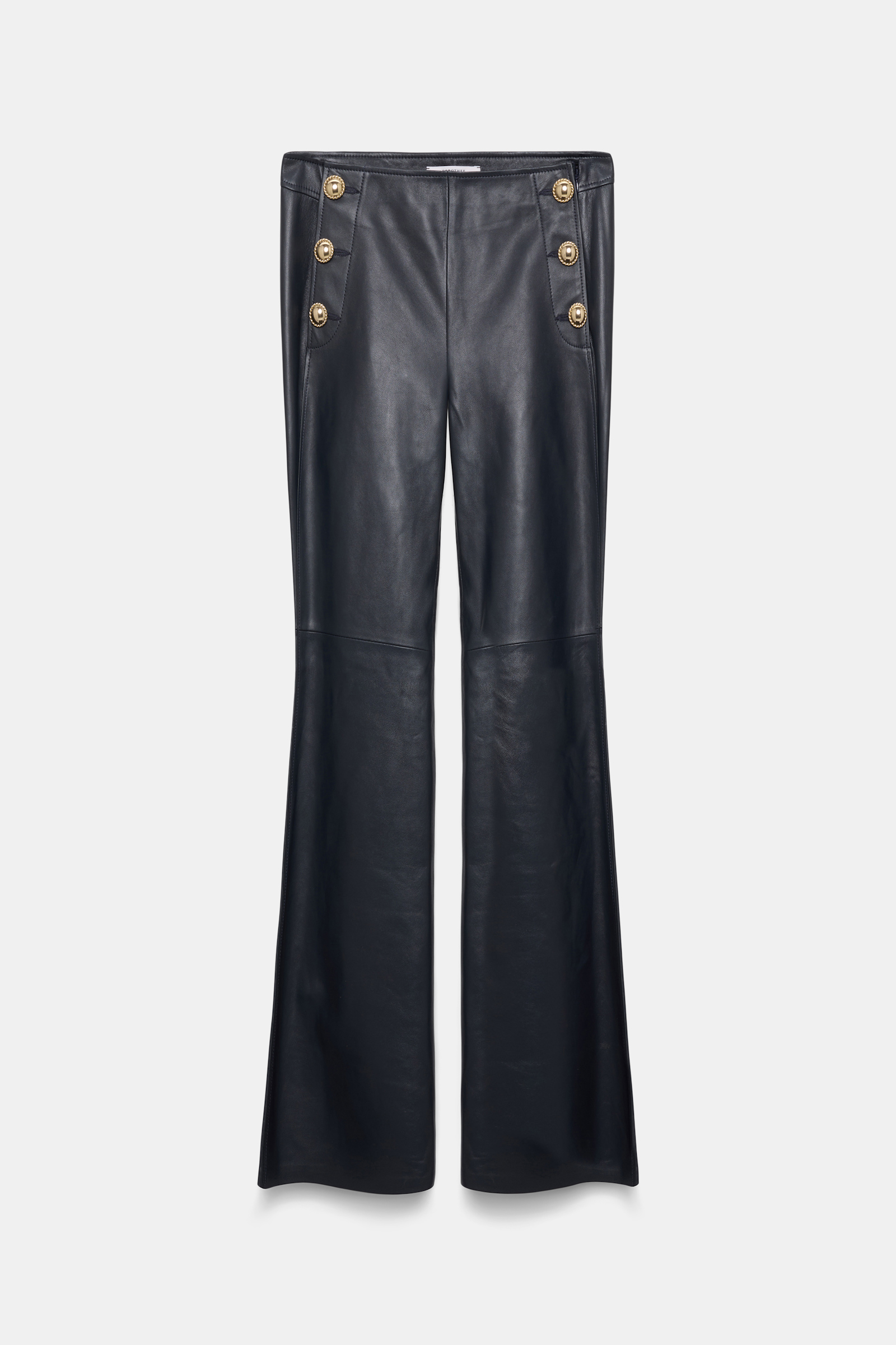 Dorothee Schumacher Hose aus Lammleder mit goldenen Knöpfen dark navy