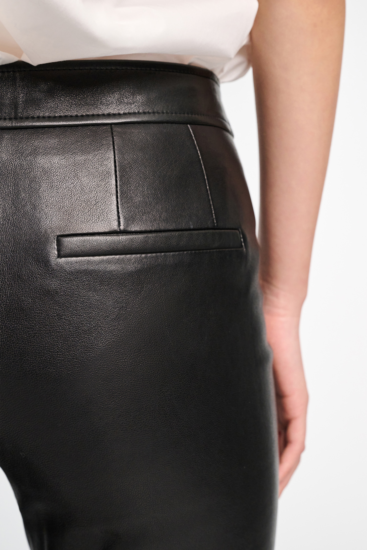 Dorothee Schumacher Sailor-style lambskin bootcut pants pure black