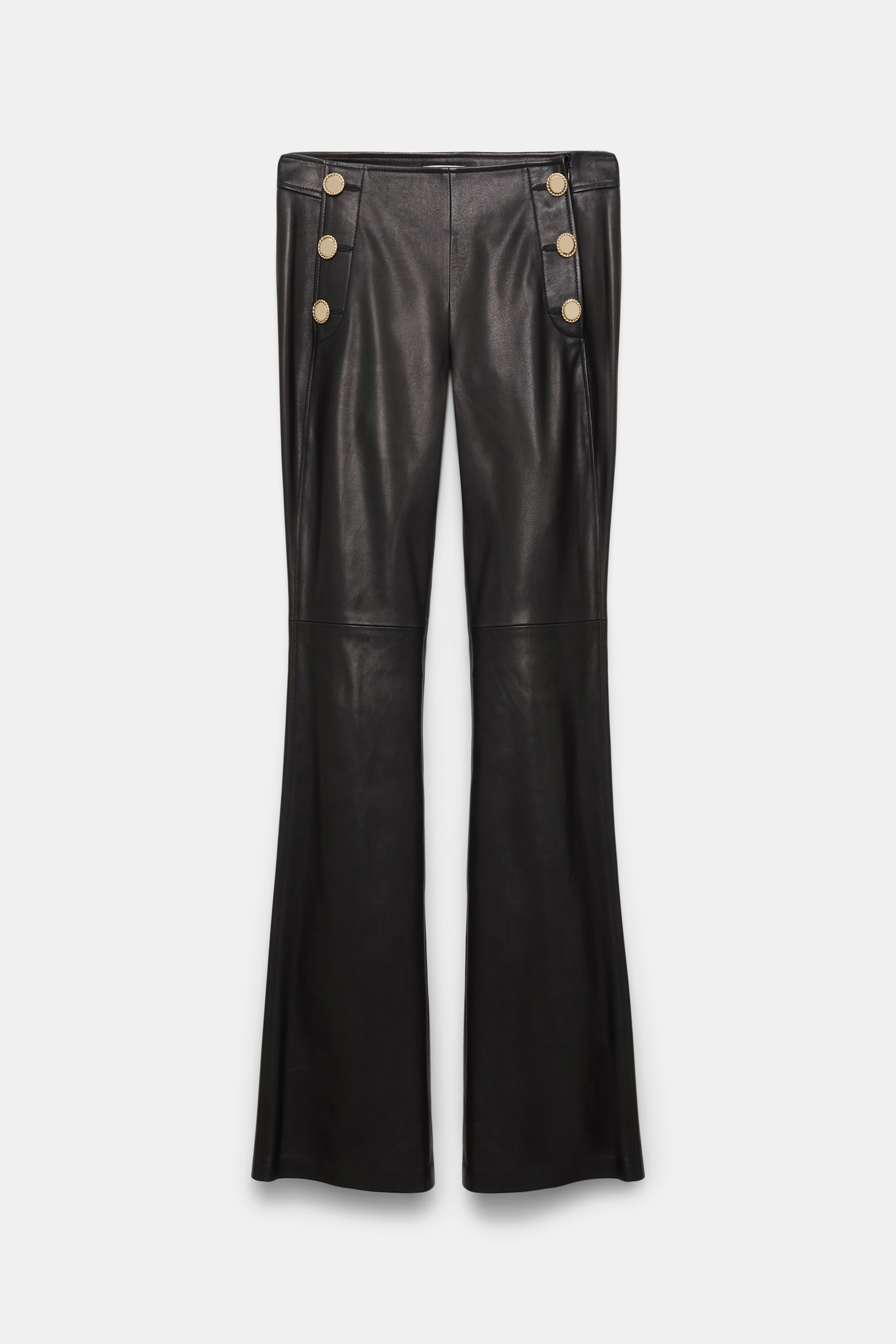 Dorothee Schumacher Sailor-style lambskin bootcut pants pure black