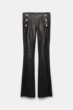 Dorothee Schumacher Hose aus Lammleder mit goldenen Knöpfen pure black