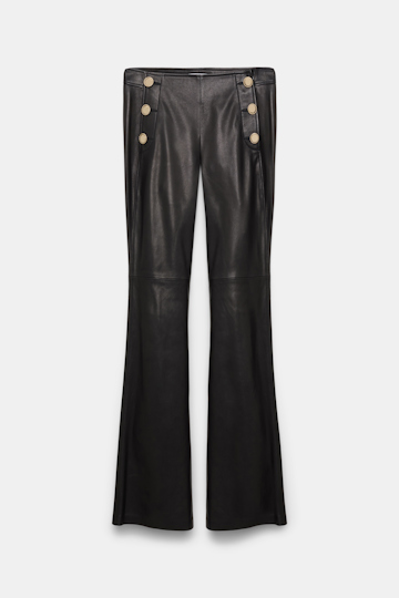 Dorothee Schumacher Sailor-style lambskin bootcut pants pure black
