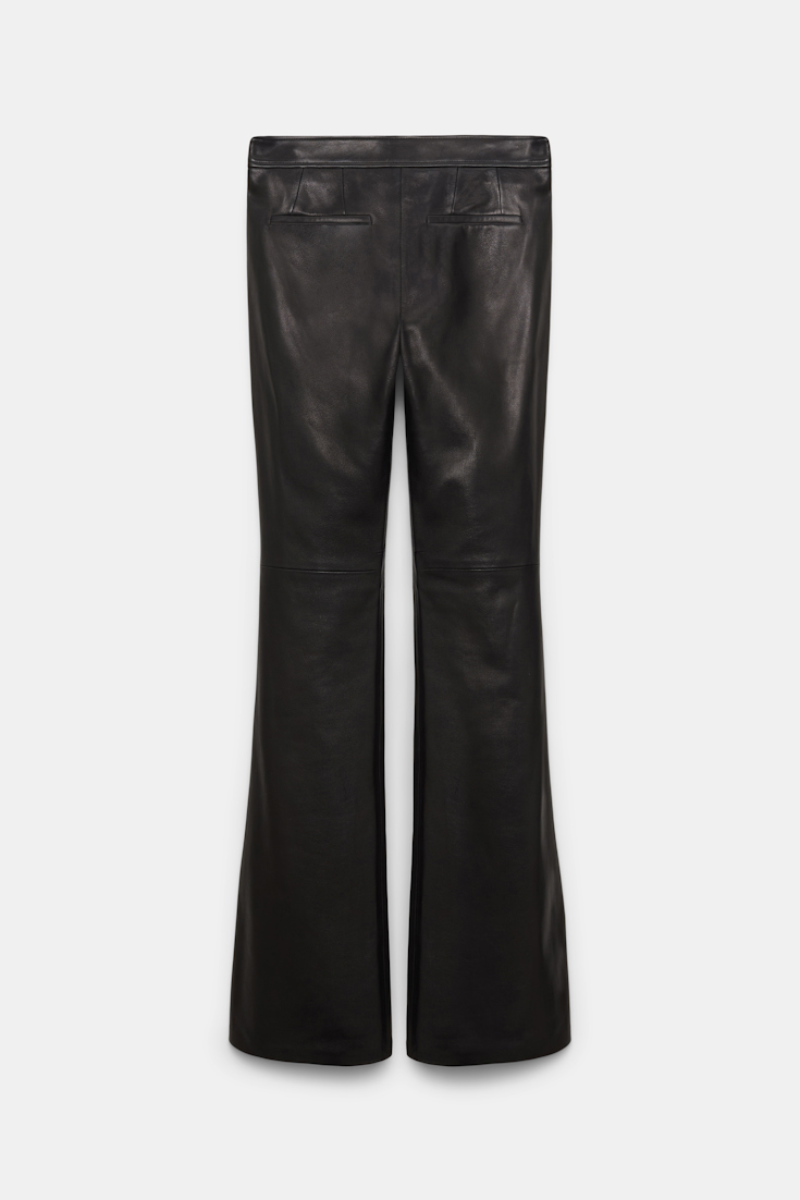 Dorothee Schumacher Sailor-style lambskin bootcut pants pure black