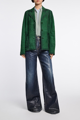 Dorothee Schumacher Suede jacket with painted edges smaragd green
