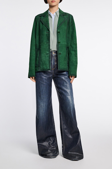 Dorothee Schumacher Suede jacket with painted edges smaragd green