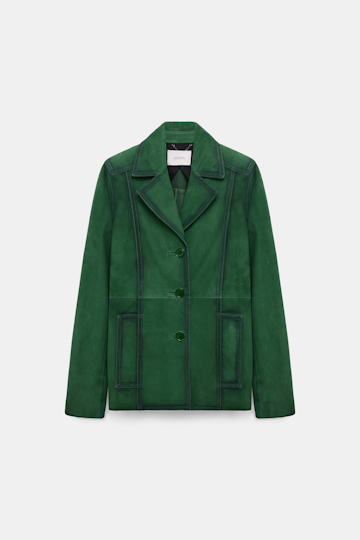Dorothee Schumacher Suede jacket with painted edges smaragd green