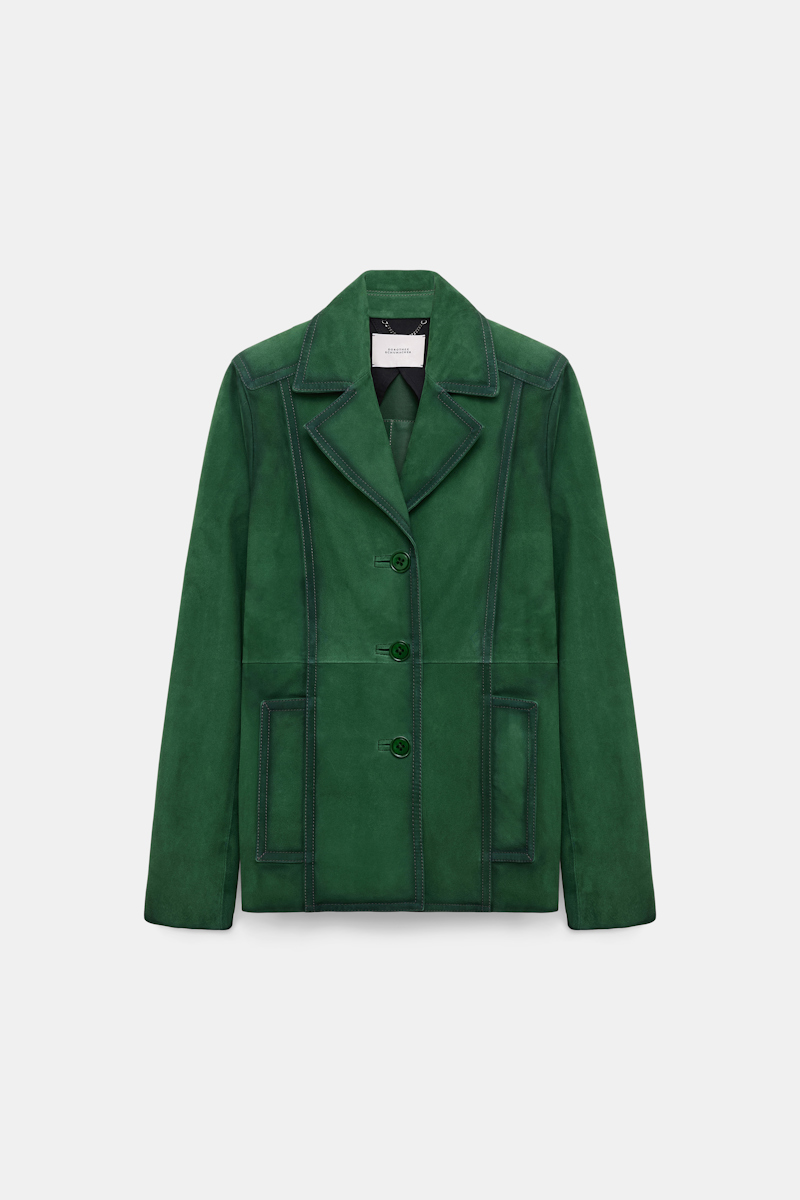 Dorothee Schumacher Suede Jacket With Painted Edges In Green