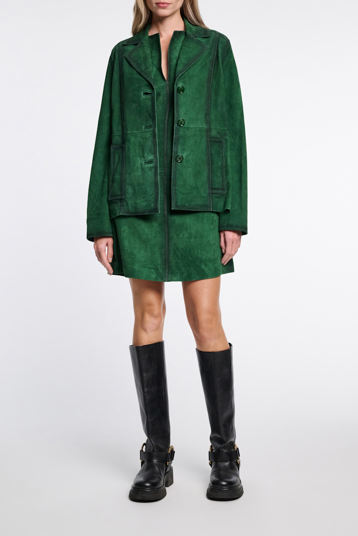 Dorothee Schumacher Minikleid aus Veloursleder smaragd green