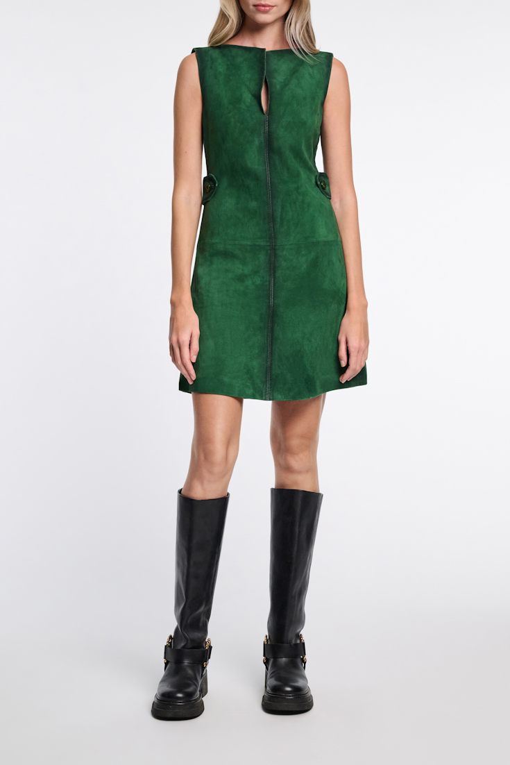 Dorothee Schumacher Minikleid aus Veloursleder smaragd green