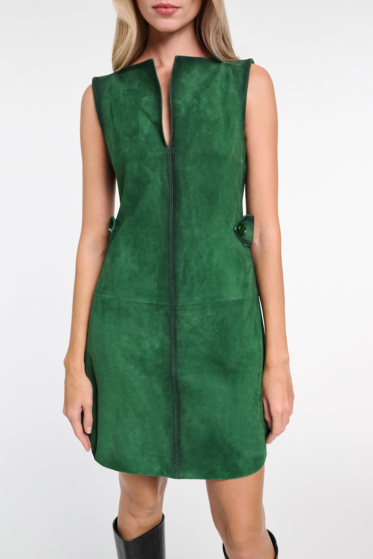 Dorothee Schumacher Minikleid aus Veloursleder smaragd green