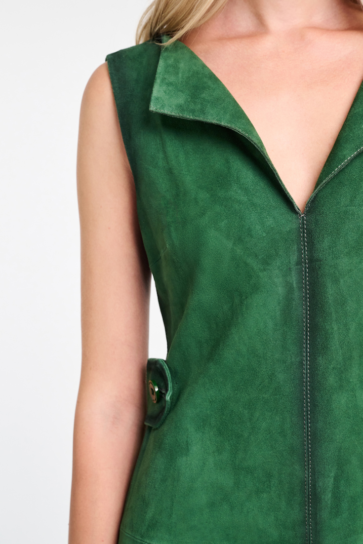 Dorothee Schumacher Minikleid aus Veloursleder smaragd green