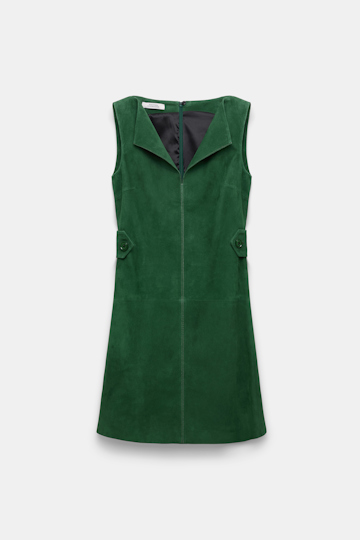 Dorothee Schumacher Suede mini dress with painted edges smaragd green