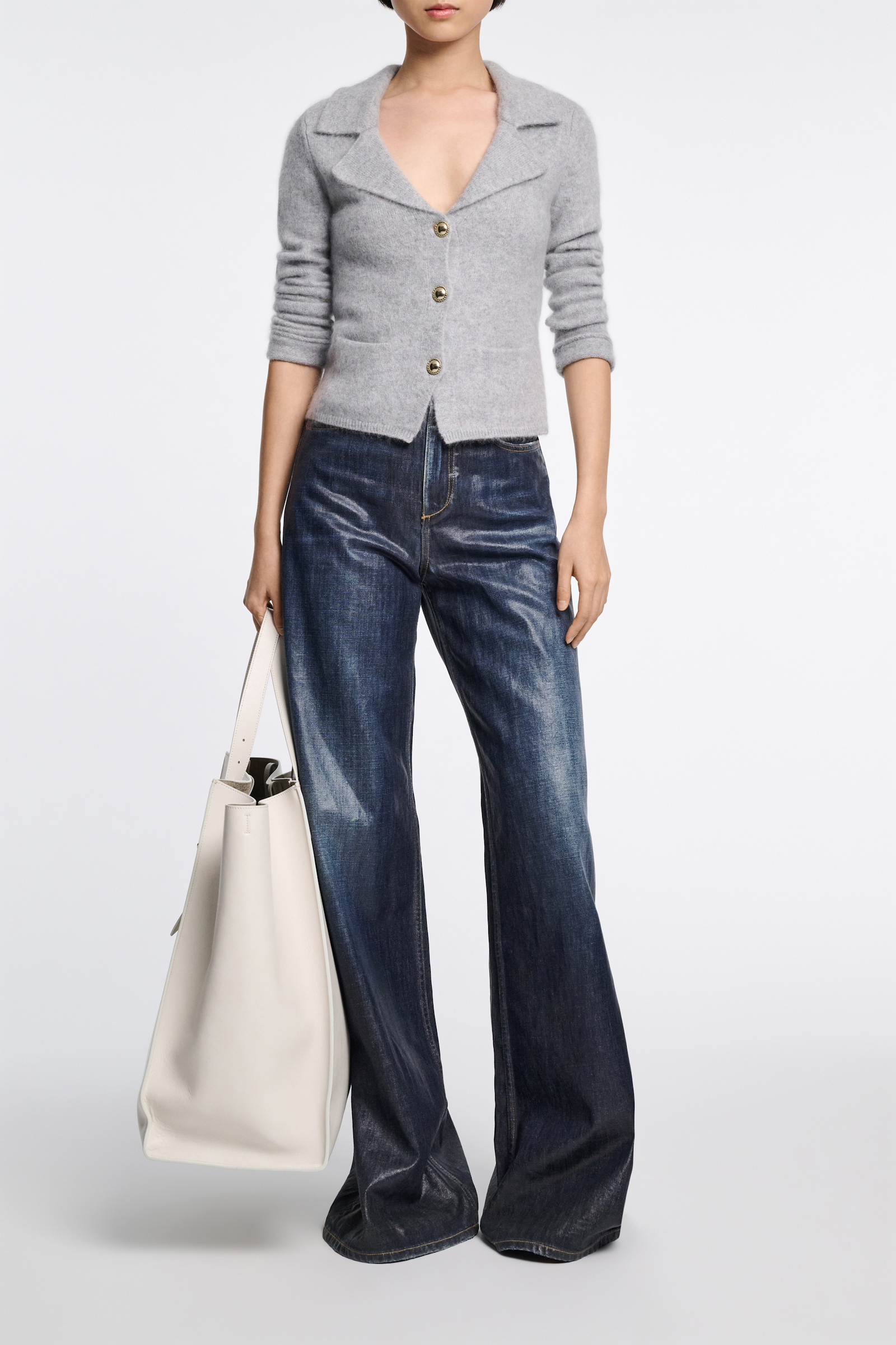 Dorothee Schumacher Wide leg jeans with under glass effect blue indigo