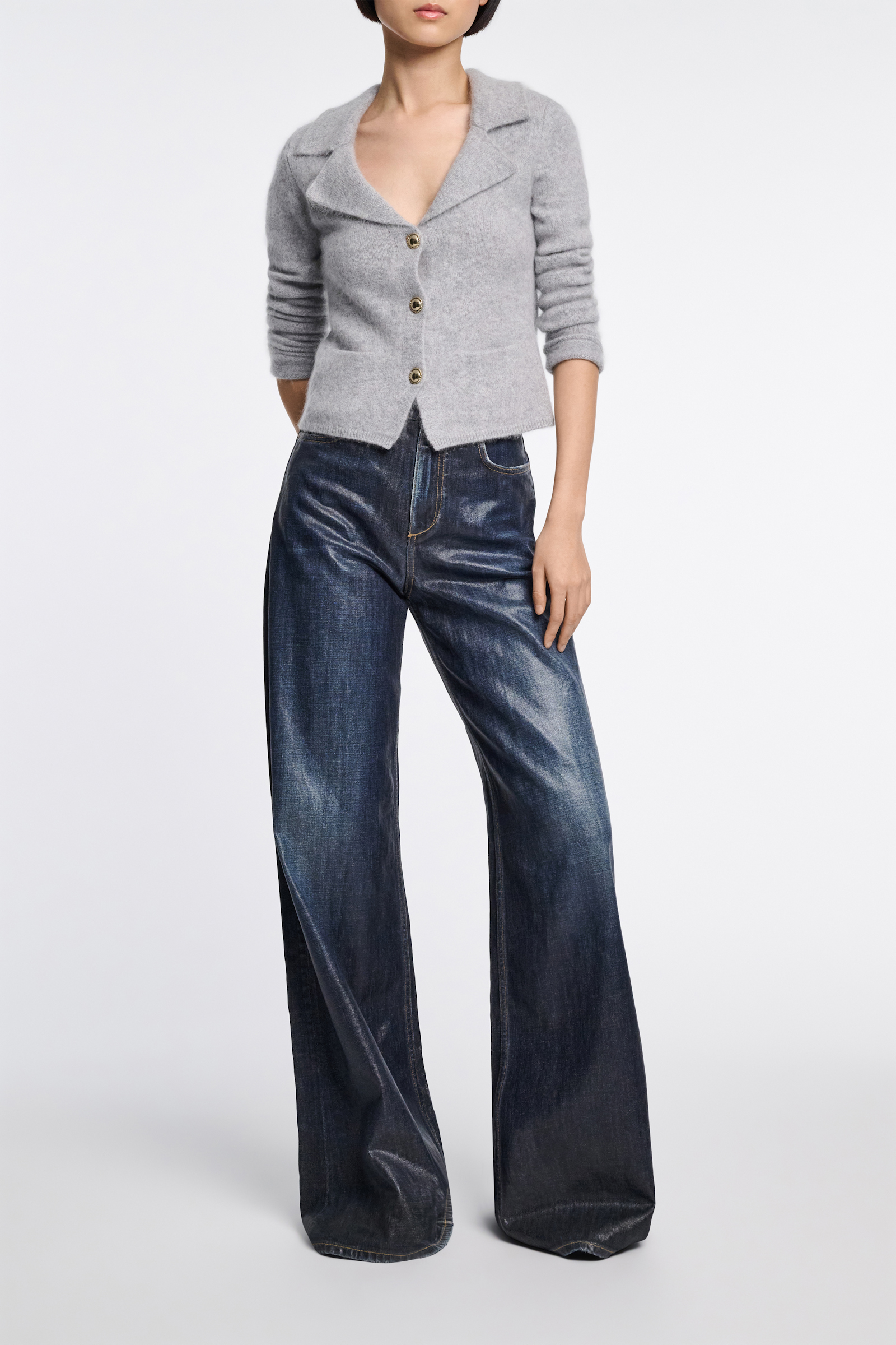 Dorothee Schumacher Wide leg jeans with under glass effect blue indigo